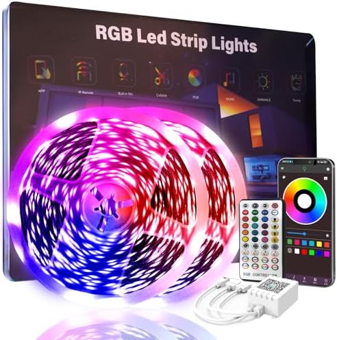 130 FT Led Lights for Bedroom,Music Synchronized, Intelligent Application Remote Control Color Change Bluetooth LED Strip Lights, Used for Bedroom, Kitchen, Room Lighting Decoration by Unknown