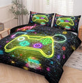 NINENINE Gaming Bedding 5PCS Queen Size Comforter Sets for Boys,Gaming Bedding Sets for Boys Black Comforter Sheet Set(1Comforter, 1Flat Sheet, 1Fitted Sheet, 2Pillowcases)… by NINENINE