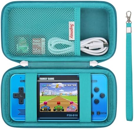 Supmay Carrying Case Compatible with WELLST·G/ for GuaiyeyeAP Handheld Game for Kids -Preloaded 220 Retro Video Games, Portable Gaming Player Storage Holder Travel Bag with Mesh Pocket, Green by Supmay