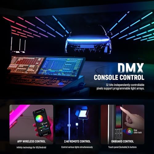 NEEWER TL120C RGB Tube Light, 42W Full Color RGBWW Photography LED Video Light Wand Stick with APP/2.4G/DMX Control, 7 Pixel Effects/18 Scenes, 2500K-10000K CRI97+ TLCI98+, 6000mAh Battery - Image 5