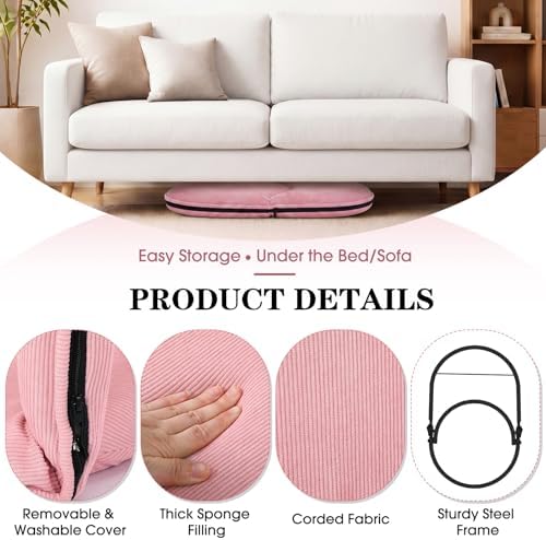Xuhal Floor Chair with Back Support Adjustable 5 Foldable Position Floor Seat Thick Padded Tatami Seat Flexible Bleacher Recliner for Living Room Beach Bedroom Adults Meditation Reading Gaming(Pink) - Image 6