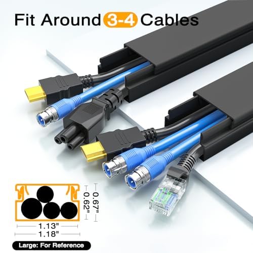 Delamu 157in Cord Hider, Cord Cover Wall Cable Management, Paintable Wire Cover for Cords, Cable Hider Raceway Kit, Cable Cover Concealer, Wire Hiders for TV on Wall, 10 X L15.7 W1.18 H0.6in, Black - Image 3
