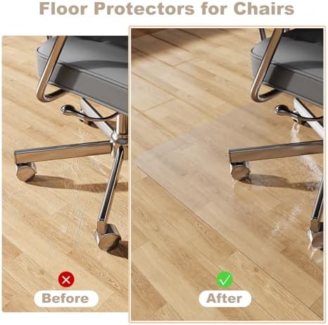 [Two-Sided Usable] 50” x 60” Hard Floor Chair Mats for Office, Clear Computer Chair Mat for Hardwood, Plastic Desk Floor Mat for Hardwood Floors, Rubber Office Chair Mat for Tile/Laminate Floor - Image 3