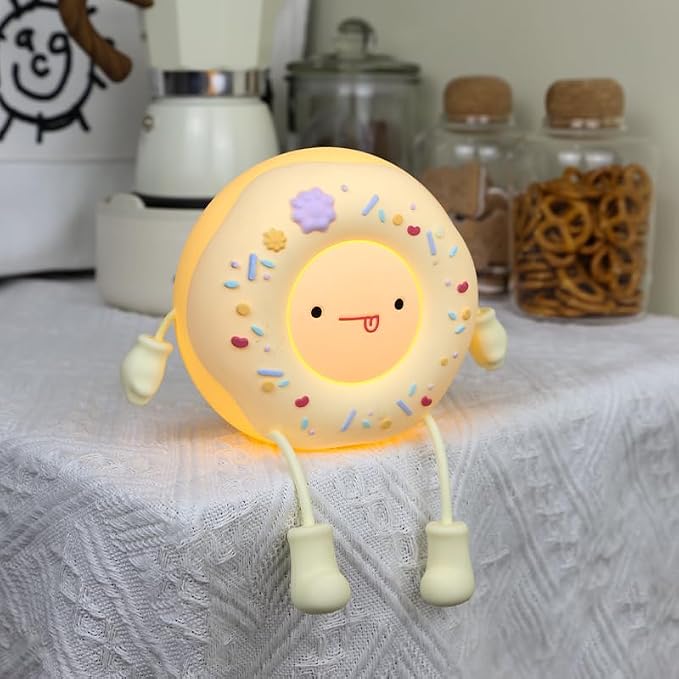 Cute Donut Night Light for Kids,Silicone Nursery Nightlight, Touch Control USB Rechargeable Lamps Breastfeeding Sweet Kawaii Dorm Room Decor Christmas Gift Baby Kids Girls Teens,White - Image 5