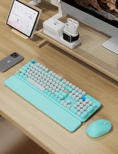 Wireless Keyboard and Mouse Combo, Typewriter Keyboard, Magnetic Wrist Rest - Image 2