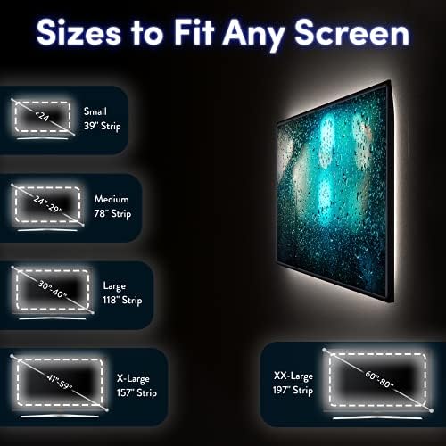 Luminoodle Bias Lighting, Backlight Kit for Monitors up to 24" - USB LED Light Strip - Computer Monitor Backlight - True White Adhesive Strip - White - Small (<24" TV) - Image 5