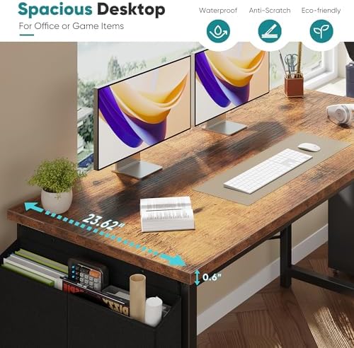 OLIXIS Computer Desk, 63 Inch Gaming Desks for Home Office Small Spaces - Image 5