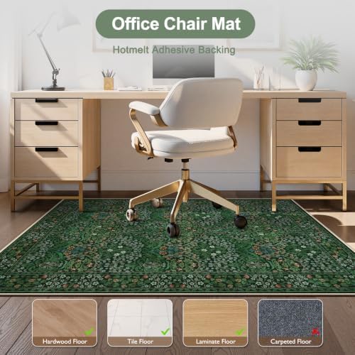 Anidaroel Home Office Chair Mat for Hardwood Floor, 48"x60" Desk Floor Mat for Hard Floors, Under Desk Rug for Rolling Chair, Antil-Sip Large Protector Mat for Office Chair, Easy to Roll - Image 2