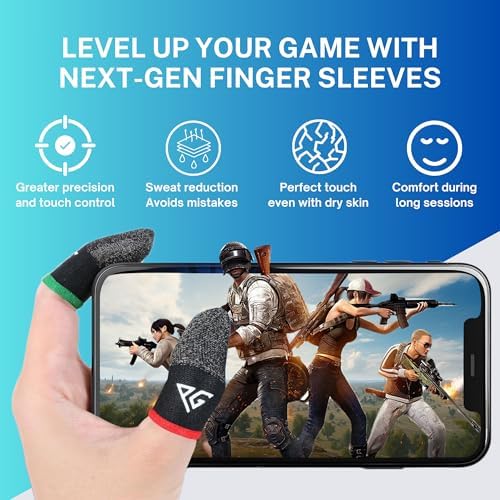 Finger Sleeves for Mobile Gaming, 3 Pairs Hybrid Carbon & Silver Fibre, Ultra Sensitive & Breathable 0.3 mm, Anti-Sweat, Anti-Dryness, Compatible with PUBG Mobile (Standard Size) - Image 4