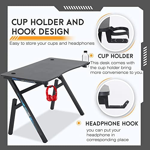 BestOffice | 47" Gaming Table | Blue | R-Shaped Computer Desk - Image 6