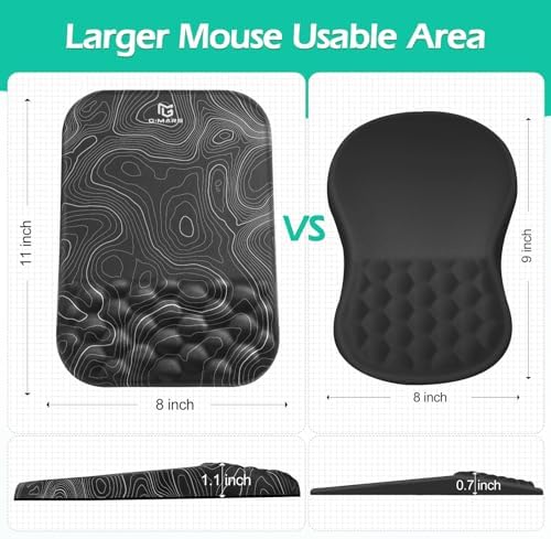 Gimars Upgrade Ergonomic Mouse Pad Wrist Rest with Memory Foam Massage Bump, Enlarge [ 30% Larger Moving Space] Mouse Pad Wrist Support with Nonslip PU Base for Laptop, Computer, Gaming & Office - Image 2