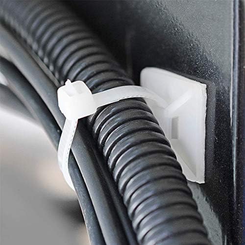 3/4" Strong Back-Glue Self Adhesive White Cable Zip Tie Mounts 100pcs with 8" Ties, Screws, Outdoor Sticky Wire Fasteners Cable Clips Management Anchors Organizer Holders Squares - Image 4