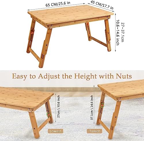 Nnewvante Large Floor Desk Foldable Table for Adults, Bamboo 25.6 x 17.7in - Image 2
