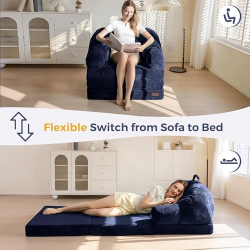 MAXYOYO Folding Sofa Bed with Backrest, Boneless Fold Out Couch with Handle - Image 3