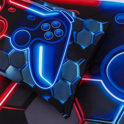 NTBED Twin 3 Pieces Game Comforter Set for Boys Girls Kids Gaming Lightweight Microfiber Gamer Bedding Sets Red Blue - Image 4