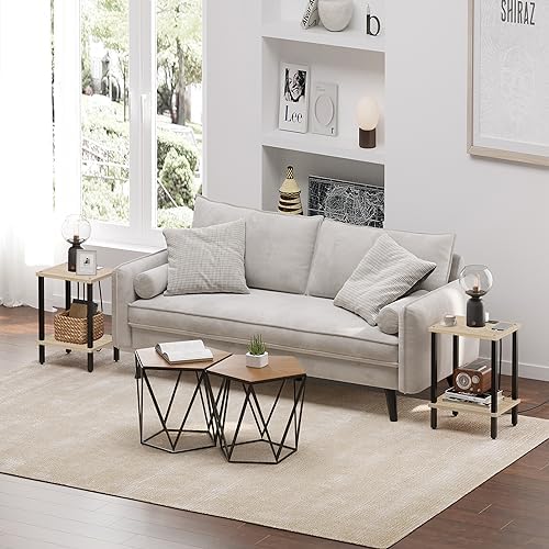 TUTOTAK End Table with Charging Station, Side Table Set of 2, Nightstand - Image 7
