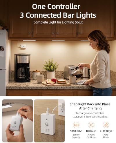EZVALO Wireless Under Cabinet Lighting System, Ultra-Bright Task Lighting - Image 3