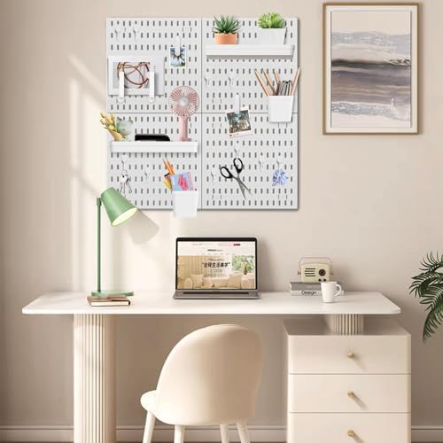 SHGJ&SOFT Peg Board Wall Organizer Panels, 22pcs - Includes 4 White Pegboards & Accessories, Plastic Pegboard for Home，Office, Craft Room, Gaming Setup, 24″×24″, Wall Mount Display Pegboard Panel Kits - Image 6