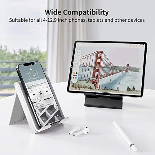 SAIJI Adjustable Tablet Stand Holder Portable Foldable Desktop Stand Dock Compatible for iPad, iPhone, Nintendo Switch, Samsung Galaxy and Kindle Fire Tablets – Black - Image 5