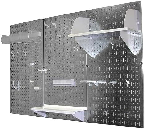 Wall Control Pegboard Organizer 4 ft. Metal Pegboard Standard Tool Storage Kit with Galvanized Toolboard and White Accessories - Image 3