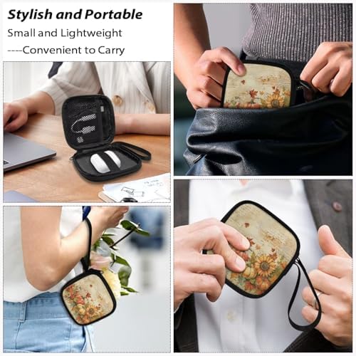 Pumpkin Maple Leaf Thanksgiving Earphone Case Earbuds Small Carrying Cases Portable Headphone Organizer Storage Pouch Bag with Handle Make The Headphone Cable to Be Better Placed - Image 7