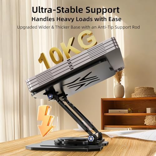 Ultra-Stable 360° Rotatable Metal Tablet Stand, Adjustable Folding Desktop Stand for iPad/iPhone/Switch, Universal Use for Office/Movie/Studying/Drawing/Gaming, Black - Image 4