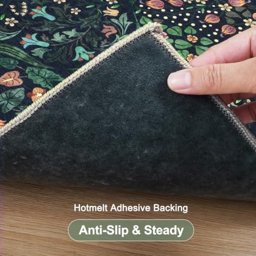 Anidaroel Office Chair Mat for Hardwood Floor/Tile Floor, 5x7 Floral Desk Chair Mat for Hard Floors, Under Desk Rug Protector for Rolling Computer Gaming Chairs, Anti Slip Machine Wash Low Pile Carpet - Image 5