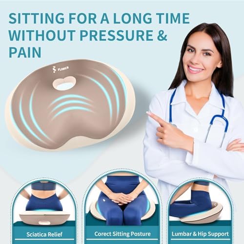 FLORICH Seat Cushion and Lumbar Support Pillow for Office Chair Car Neck Headrest Pillow Memory Foam Seat Pads Pressure Relief Back Cushion and Carseat Pads(Brown) - Image 4