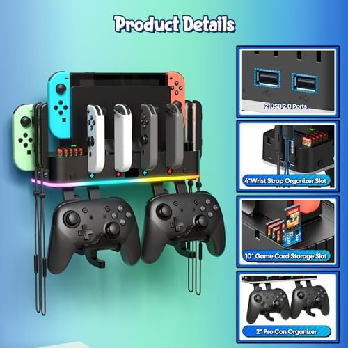 Switch/OLED Wall Mount RGB Charging Dock for Nintendo Switch for Joycon - Image 3