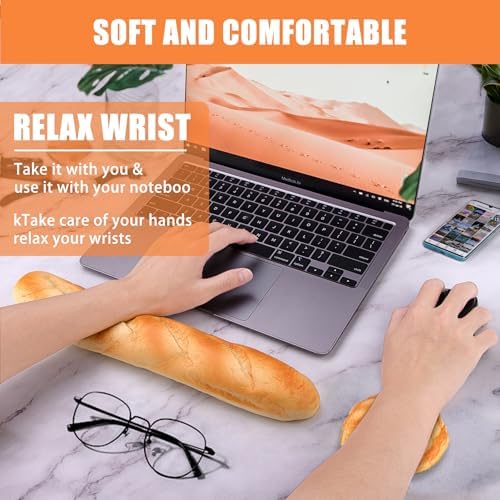 Soft Toast Bread Baguette Shape Anti-Skid Keyboard Wrist Rest Support & Mouse Wrist Support for Office,Computer,Laptop& Mac (Another Style) - Image 5