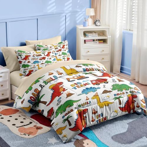 Nesker Twin Comforter Set for Boys, 5 Pieces Dinosaur Bedding for Kids - Image 4