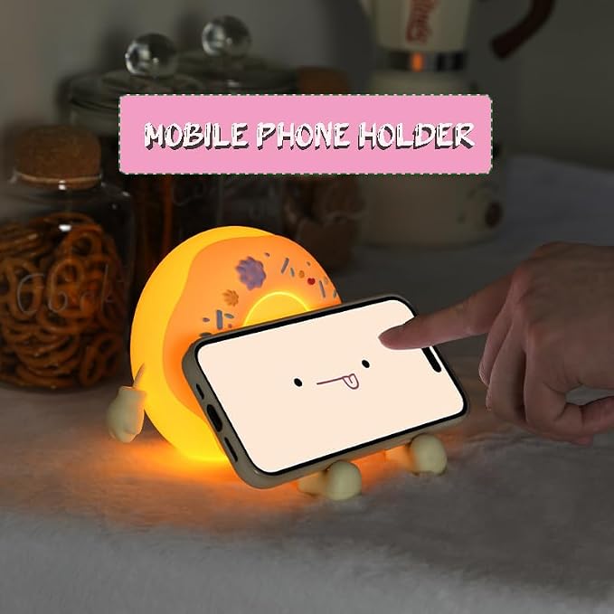 Cute Donut Night Light for Kids,Silicone Nursery Nightlight, Touch Control USB Rechargeable Lamps Breastfeeding Sweet Kawaii Dorm Room Decor Christmas Gift Baby Kids Girls Teens,White - Image 4