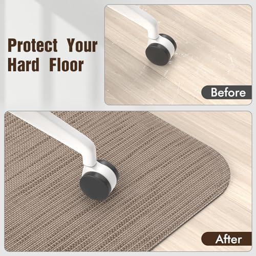 Blvornl Office Chair Mat for Hardwood Floor, Computer Chair Mat, 47.2"x 60" | Dark Brown, Waterproof, easy to clean, suitable for hardwood, laminate, Rattan Woven Pattern, Durable Solid PVC Material - Image 6