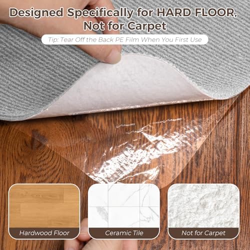 Office Chair Mat for Hardwood Floor 36x55 Inch, Non-Slip Rolling Chair Mat, Flat Lay Floor Protector for Wood Tile Laminate, Anti-Slip Sound Absorbing(Grey) - Image 2
