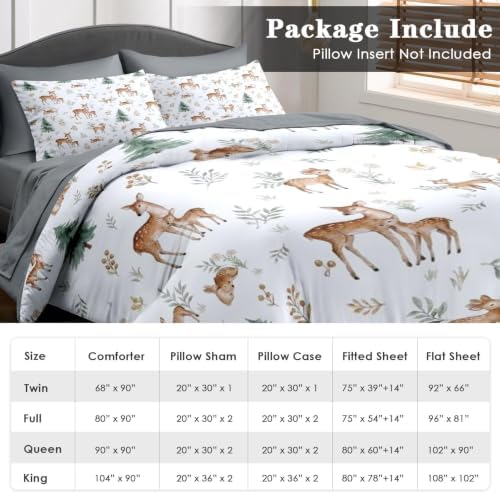 Pamnest Twin Comforter Set with Sheets, 5 Pieces Woodland Forest Bedding - Image 6