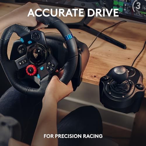Logitech G29 Driving Force Racing Wheel and Pedals, Force Feedback, Real Leather + Logitech G Driving Force Shifter - For PS5, PS4 and PC, Mac - Black - Image 3