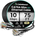 CableGeeker Cat 6A Slim Ethernet Cable 75ft, 10Gbps, Black by CableGeeker