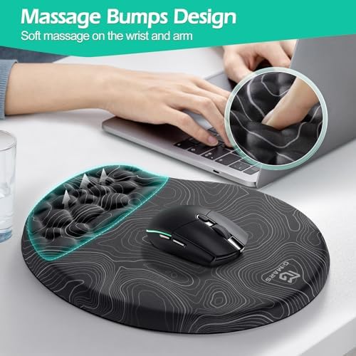 Gimars Upgrade Ergonomic Mouse Pad Wrist Rest with Memory Foam Massage Bump, Enlarge [ 30% Larger Moving Space] Mouse Pad Wrist Support with Nonslip PU Base for Laptop, Computer, Gaming & Office - Image 4