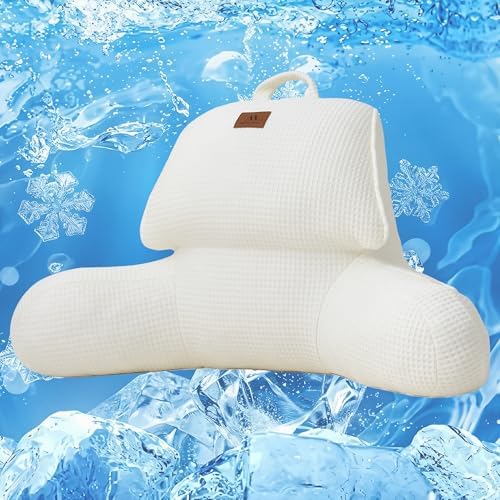 Adjustable Firmness Waffle Back Support Cooling Reading Pillow, Ivory, 17" by Am%C3%A9lieHome