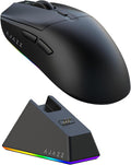 AJAZZ AJ139 V2 MC Wireless Gaming Mouse with RGB Charging Dock, 66g Ultra-Lightweight Tri-Mode Optical Mouse, 12000 DPI PAW3311 Sensor, Ergonomic Rechargeable Gaming Mouse for PC/Mac - Black by AJAZZ