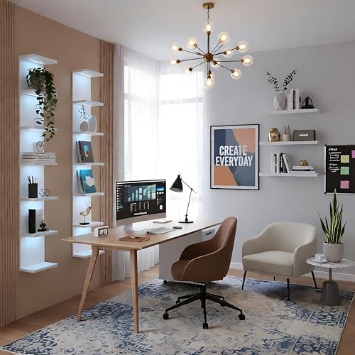 7 Tier RGB Light Wall Shelves, White - Image 5