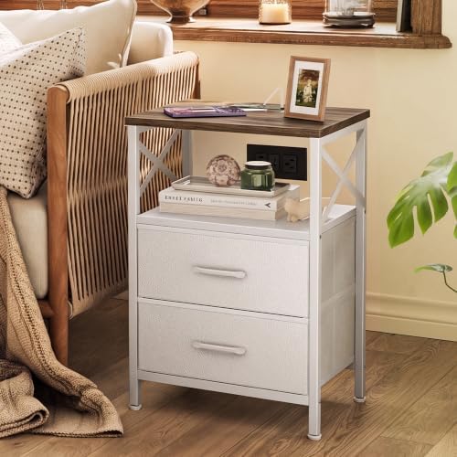 Huuger Nightstand Set of 2 with Charging Station, USB-C Port, End Tables - Image 6