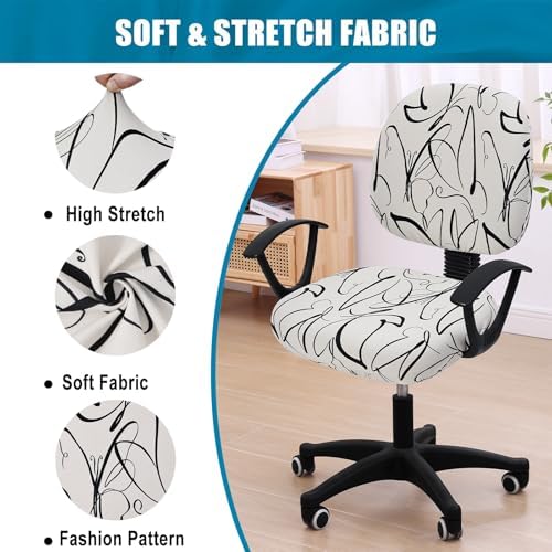 Smiry Stretch Printed Office Computer Desk Chair Covers for Seat & Backrest | Stretch Fit, Soft Fabric Universal Washable Removable, Anti-Dust Rotating Chair Slipcovers Protector - Image 6