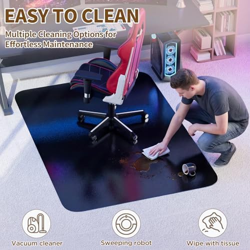 Black Office Chair Mat for Carpet, Heavy Duty Low Pile Mat with Cleats | 48"x60" Plastic Floor Mat for Gaming Chair, Computer Desk & Smooth Rolling on Low Pile Carpet - Image 6