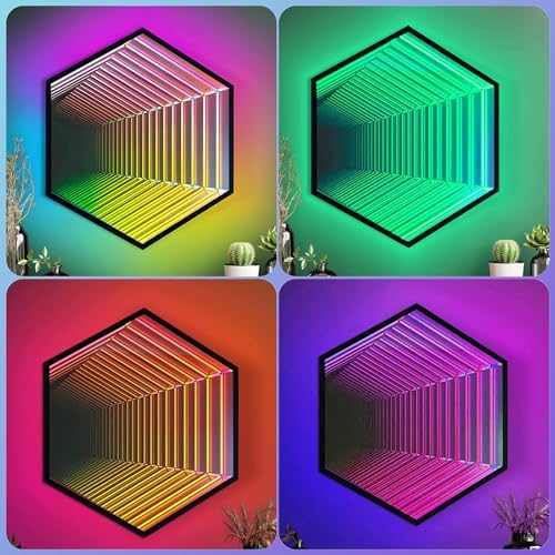 3D Infinity Mirror Light, 28in/70cm Octagon RGB Tunnel Light, 358 LEDs - Image 6