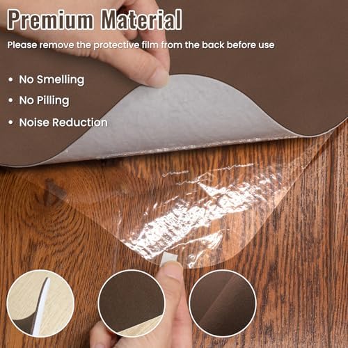 Sycoodeal Office Chair Mat for Hardwood Floor,Slip Resistant Floor Mat for Office Computer Gaming Chair,Heavy Duty Floor Protector for Rolling Chairs,Easy to Clean,Coffee(48"x60") - Image 2