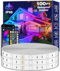 FBZ 100Ft Outdoor Waterproof LED Strip Lights,Music Sync RGB IP65 Led Lights with App Control and Remote,Color Changing Waterproof Led Rope Lights for Outdoor,Balcony,Roof,Garden,Stairs Party by Unknown