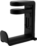 Rotating Headphone Stand, Gaming Headset Stand, Headphone Hanger Hook Under Desk with 360 Degree Swivel & Cable Clip Organizer, Adjustable Clamp-on Headset Holder Mount Hook, Space Saving, Black by Heran