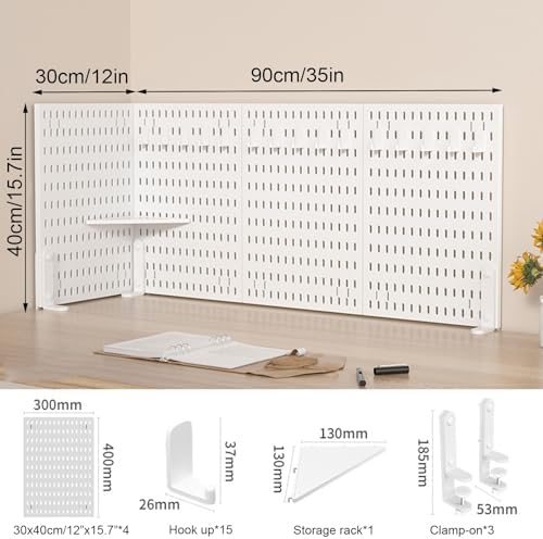 Pegboard Wall Organizer Panels.Clamp Desk with, No Drilling Required, 120 x 40 cm, Stylish Desk Shelf for Home Office & Gaming, Perfect Desk Accessory for Enhanced Productivity - Image 2
