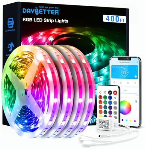 DAYBETTER LED Strip Lights 400ft (4 Rolls of 100ft), Color Changing Lights Strip for Bedroom, Desk, Indoor, Room Bedroom, Girl Boy Brithday Gifts RGB Decor with Remote and 24V Power Supply by DAYBETTER